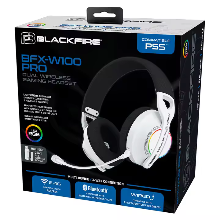 Auricular Headset BLACKFIRE DUAL WIRELESS HEADSET BFX-W100 PRO PS5-Switch-PC-Mac-Xbox - Nuevo a estrenar - Ardistel - Auriculares multiplaforma - 1