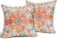 Simia Rug Vintage Sofá Funda De Almohadilla Rusty Coral Floral Throw Pillow Set 2 piezas Decoración rústico para el hogar Sala de estar Dormitorio Colchón at Aire Libre - details 0