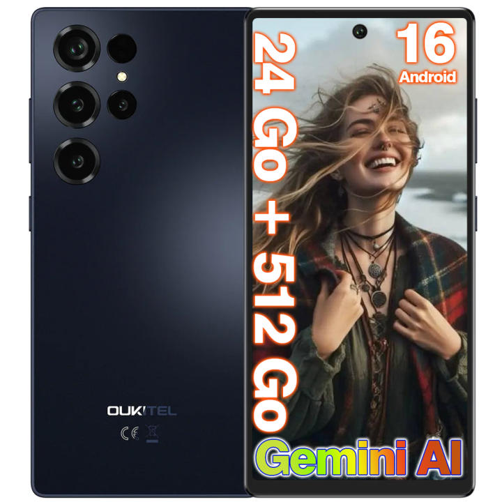 OUKITEL C66 Android 16 Smartphone, 24GB+512GB 5000mAh 6.73" 120Hz 64MP+8MP Camera 4G Dual SIM NFC/GPS