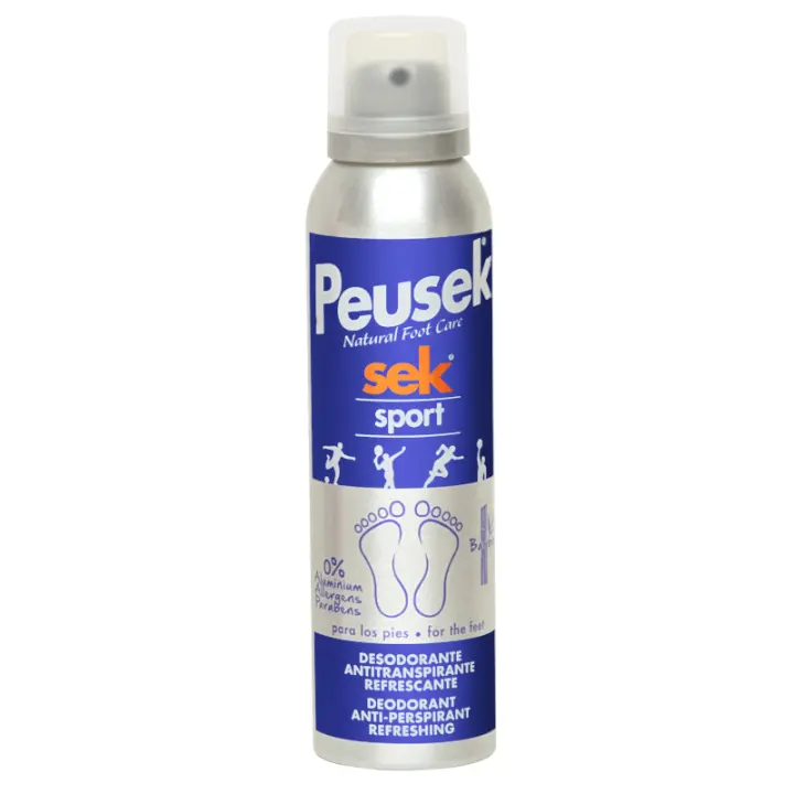 Peusek SEK Sport, 3 en 1, Loción Desodorante, Antitranspirante y Refrescante para pies, Spray 150 ml - 1