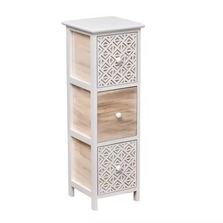 TENDANCE - Mueble Sinfonier Cajonera Madera Mdf y Paulownia Blanco colornaturalyblancograbado decoración - 1
