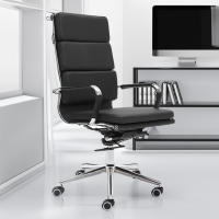 ORION91 Silla Director Respaldo Alto Acolchado Piel Sintética Color Negro 🖤 Estructura Cromo 56x65x108cm Oficina Profesional Teletrabajo – SpazioLuzio - details 2