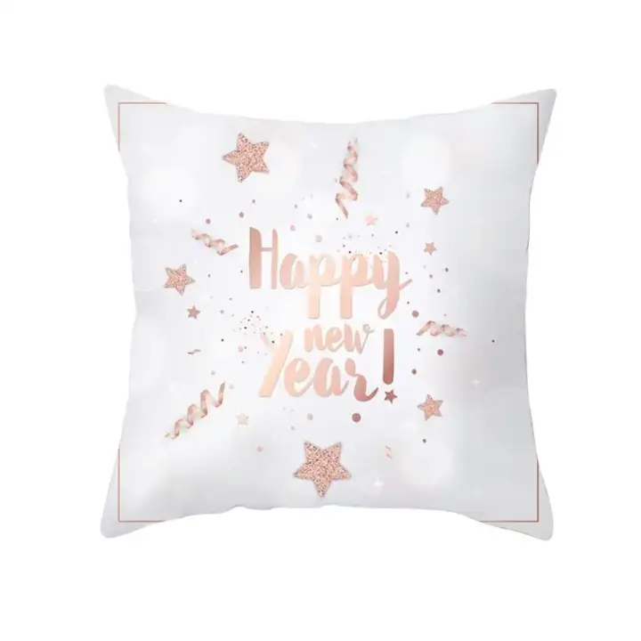 Funda De Cojín Cuadrada De Poliéster Para Navidad Con Patrón De Santa Claus Decoración Para Sofa Y Sala De Estar - 1