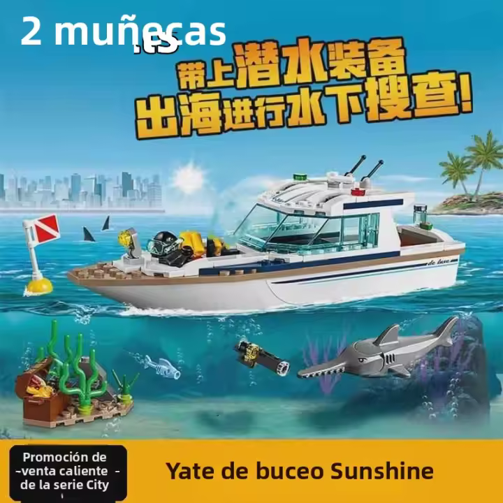 Juguete De Construcción De Barco De Oceano Para Niños 148 Piezas Modelo De Yate De Diversión Con Delfín Y Ballena Regalo Educativo Para Niños - 1