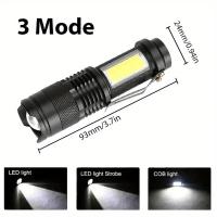 Lámpara De Mano Táctica LED Alta Potencia Recargable Con Zoom Fuerte Impermeable Torcha Exterior De Aluminio COB Luz Lateral 3 Modos - details 3