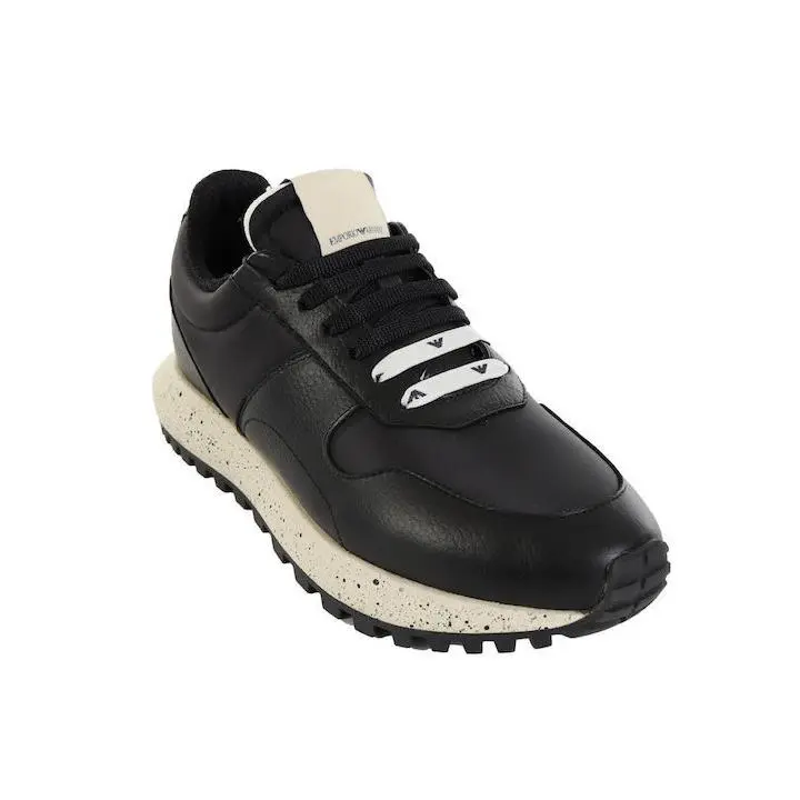 Emporio Armani Zapatillas Zapatos de cuero Hombre Negro X4X624 XN794 K001 - 1