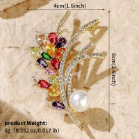 Broche De Flor Dorada Con Zirconia Joyería De Novia Lujo Accesorios Para Mujer Regalos Para Damas De Honor Adornos Elegantes Para Bodas - details 4