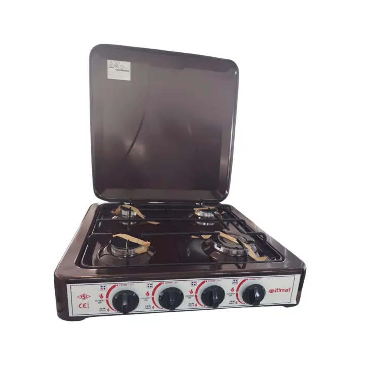 COCINA DE GAS - 4 FUEGOS - COCINA PORTATIL - MARCA ITIMAT - MODELO TYPE L - 15 - COLOR MARRON - ESTUFA DE GAS - 1