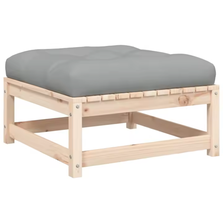vidaXL Taburete de jardín con cojín madera maciza de abeto de Douglas Natural y negro, Natural y girs, Marrón pino Conjunto Terraza Muebles Jardín Exterior Juego de Muebles de jardín Mueble Jardín Exterior Muebles de Salon Exterior - 1