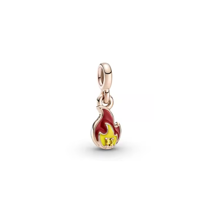 Me ME Charm Colgante con baño de oro rosa de 14k Burning Flame789690C01, para mujeres, hombres, unisex - 1