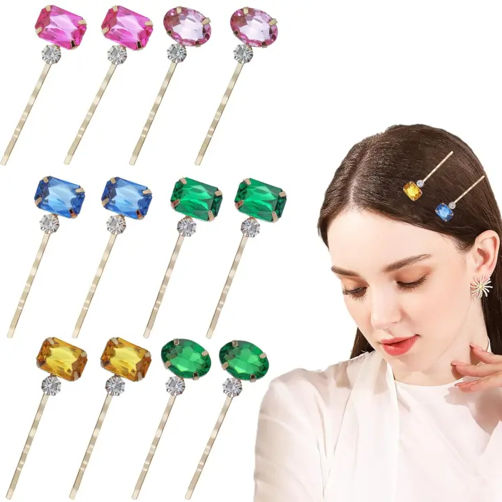 12 horquillas para el pelo de cristal retro, horquillas para el pelo, horquillas decorativas vintage, horquillas para el pelo, peinado - 1