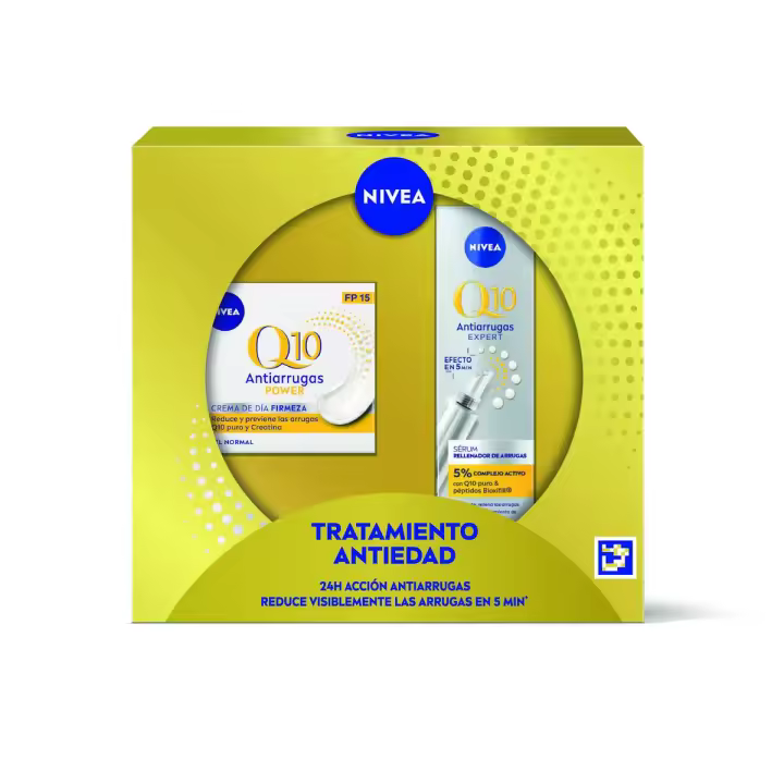 NIVEA Pack Q10 - Caja regalo con Crema de día FP15 y Sérum - Tratamiento antiedad - 1
