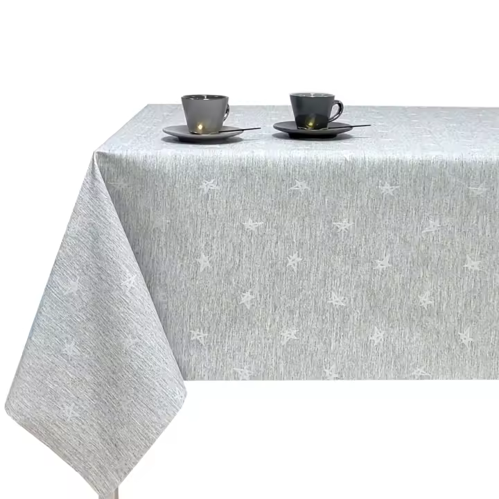 Mantel de tela Jacquard, Mantel impermeable y lavable, Para mesa rectangular, Estilo moderno elegante, Ideal para el hogar interior y exterior, Fácil a limpiar, forma geométrica，Estrella，Gris，STELLA 02 - 1