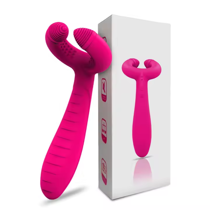 Vibrador Doble Penetración Con 3 Motores Para Mujeres Estimulador De Clit Y Anal Silicone Juguete Sexual Para Parejas - 1