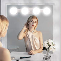 Espejo De Maquillaje LED Portátil Con Ventosa Y Luz USB Cargable Luz De Noche Para Dormitorio Y Baño Dimmable Y Sin Cable - details 0