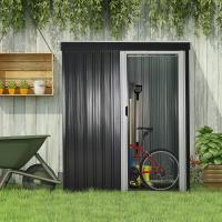 Outsunny Cobertizo de Jardín Exterior 1,16 m² 163x89x182 cm Caseta Metálica para Herramientas con Puerta Corredera y Techo Inclinado para Terraza Patio - details 1