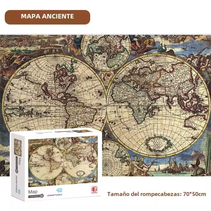 Rompecabezas De Papel 1000 Piezas Jigsaw Puzzle Educativo Para Niños Y Adultos Mapa Antiguo Y Pinturas Famosas Regalo Inteligente - 1
