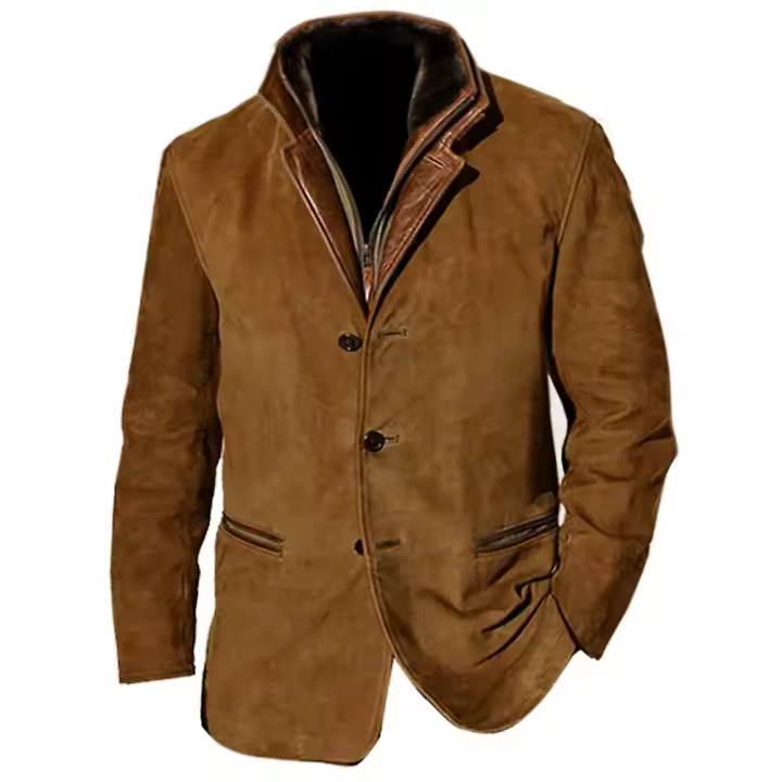 Hombre Chaquetas Vintage Vellón Ante Chaquetas Otoño Invierno Diario Blazer - 1