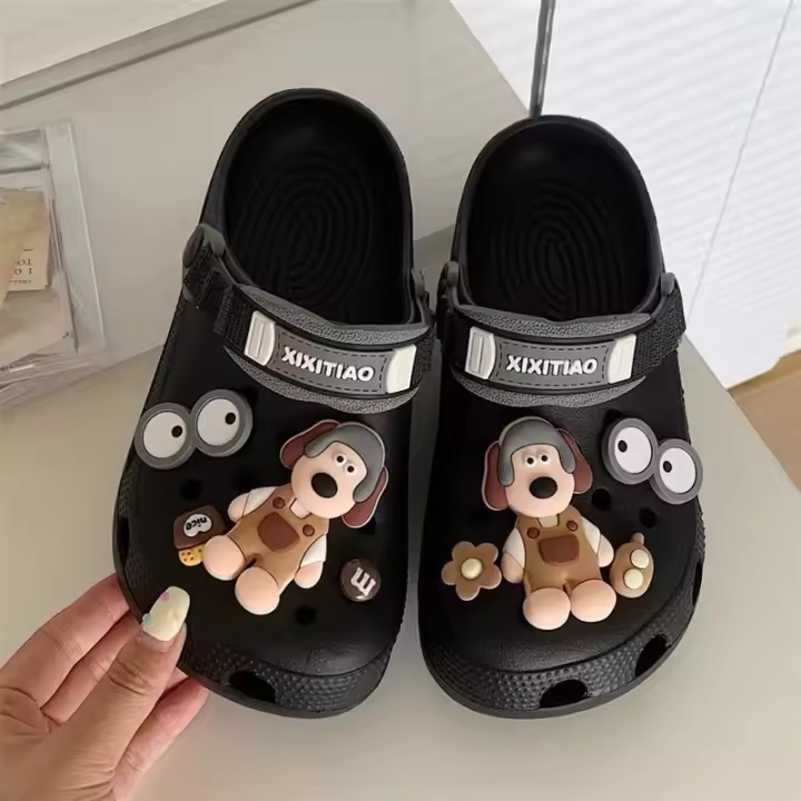 Juego De Accesorios Para Zapatos Con Dibujos De Perros Para Niños Y Niñas Sandalias Con Hebilla Decorativa Ajustable Para Jardín - 1