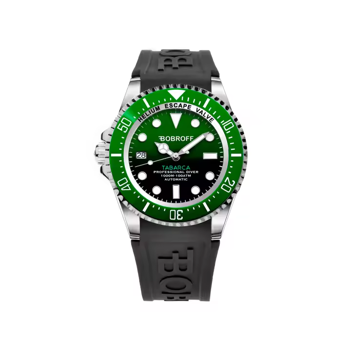 Bobroff Tabarca - Reloj de Hombre automático Diver Profesional de Buceo, 1000 m, Verde, válvula de Helio BF0002ibv-BFSTN - 1