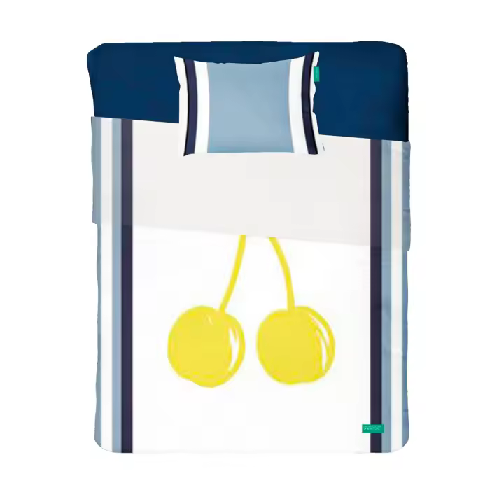 United Colors Of Benetton - Set de sabanas 3pcs cama individual: sabana encimera (160x290cm w/simple hem 5cm) + sabana bajera (90x200+25cm flap) + funda de almohada (50x80cm) - 1