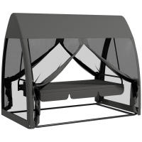 Outsunny Balancín de Jardín de 3 Plazas Convertible en Cama Columpio Jardín Exterior con Mosquitera Estructura de Metal Carga 300 kg 240x140x197 cm - details 0