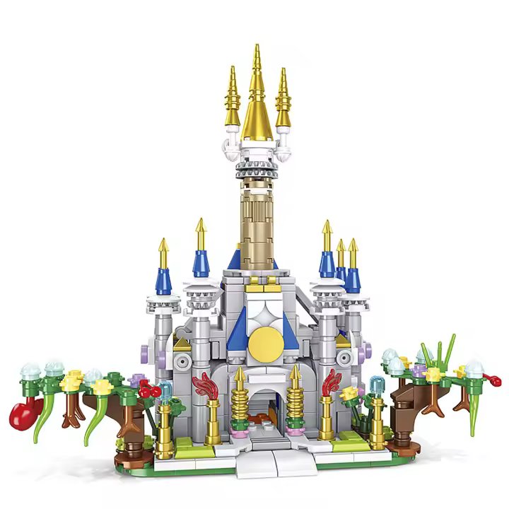 DAM. Castillo de princesa 12 en 1, con 607 piezas. Construye 12 modelos individuales con 2 formas cada uno. 20x14x19cm. - 1