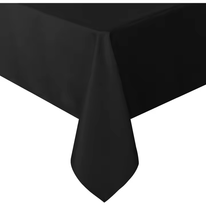 Mantel rectangular de 152 x 263 cm, resistente a las manchas y las arrugas, lavable, de poliéster, decorativo, para mesa de comedor, fiestas de bufé y acampadas, color negro - 1