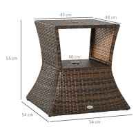 Outsunny Mesa de Centro Ratán con Agujero para Sombrilla Mesita de Café Té Mesa Auxiliar para Exterior Terraza Patio 54x54x55cm - details 2