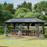 Carpa de fiesta de 3x6 m with Doble Techo y Paredes laterales, mosquitera para hasta 15 personas, metal galvanizado, Dark Gris - details 0