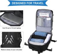 Mochila de viaje grande Carry On para Mujer Hombre Mochila de gimnasio impermeable negra con compartimento para portátil Mochila de viaje Profesor Artículo personal Mochila Mochila Avión Accesorios Imprescindibles Mochila de viaje grande para los hombres - details 2