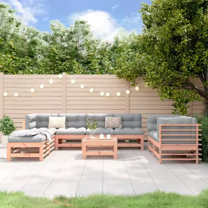 vidaXL Juego de muebles de jardín 9 pzas madera maciza abeto Douglas - 1