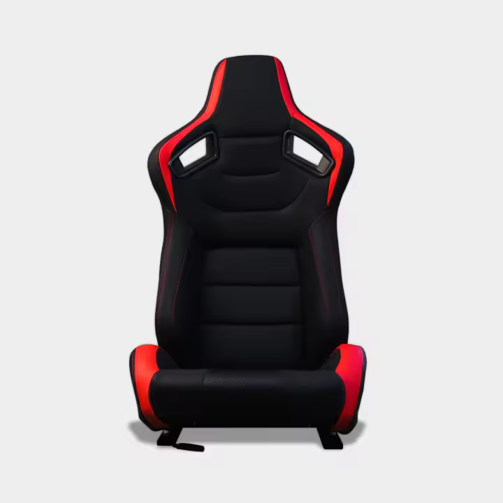 MODAUTO Semibaquet S.E Cuero Negro/Parches  y Respaldo Fibra Carbono,Semibaquet Deportivo,Adaptable para Coches,Ríeles Incluidos,para Coche y Simulador de Conducción - 1