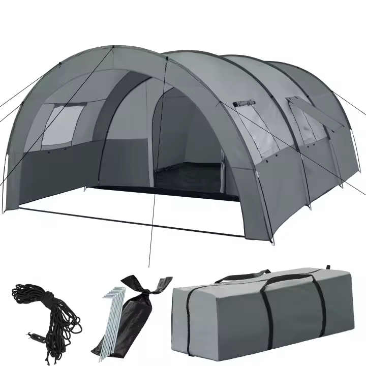 Tectake - Tienda de campaña ROSKILDE para 6 personas  Gran tienda de campaña estable con porche para 6 personas  Habitación con cierre de cremallera y suelo  Cuatro ventanas con mosquiteras - 1