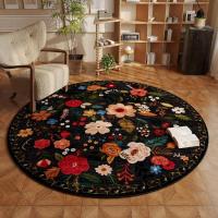 Carpetas Redondas Cómodas De Estilo Pastoral Europeo Alfombra Decorativa Bohemia Floral Colorida Antideslizante Para Baño Y Puertas - details 5
