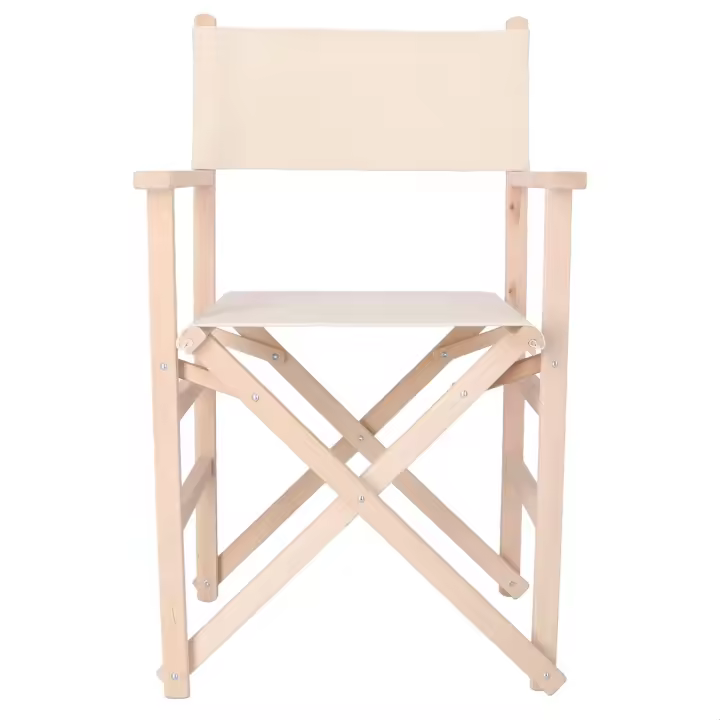 Wellhome Sillón Director Plegable de Madera de Haya Sin Barniz | Lona Cruda | 51,5x46x86 Cm - 1