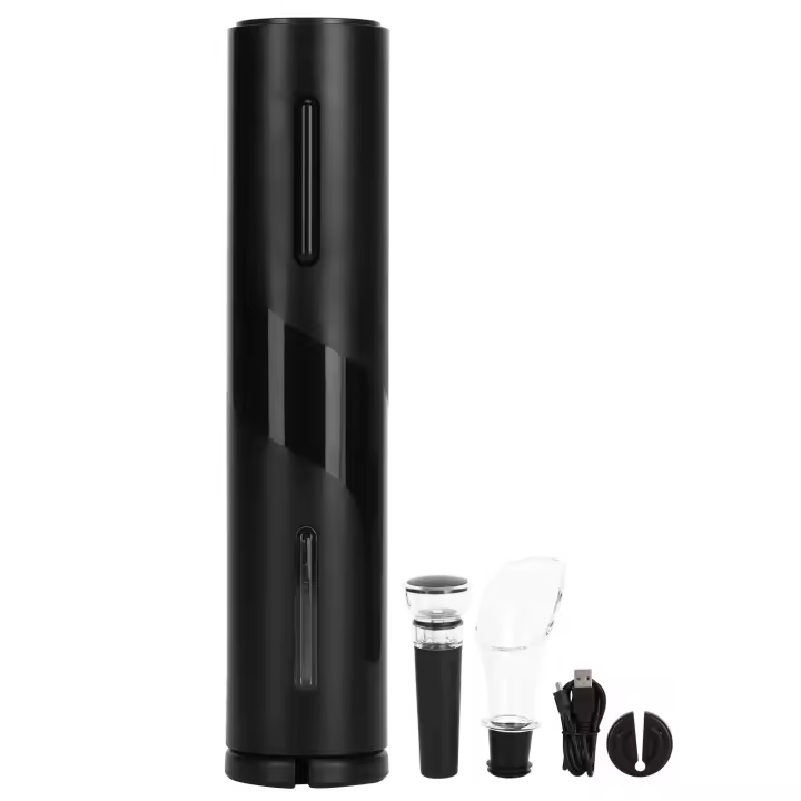 Abridor de botellas de vino eléctrico USB 4 en 1, sacacorchos con vertedor, cortador de papel de aluminio y juego de tapón de vacío - 1