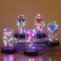 Regalo De San Valentín Para Novia Rosa Etérea Con Luz LED Flor De Foil Cubierta De Vidrio Favoritos De Boda Para Madre Damas De Honor - details 0