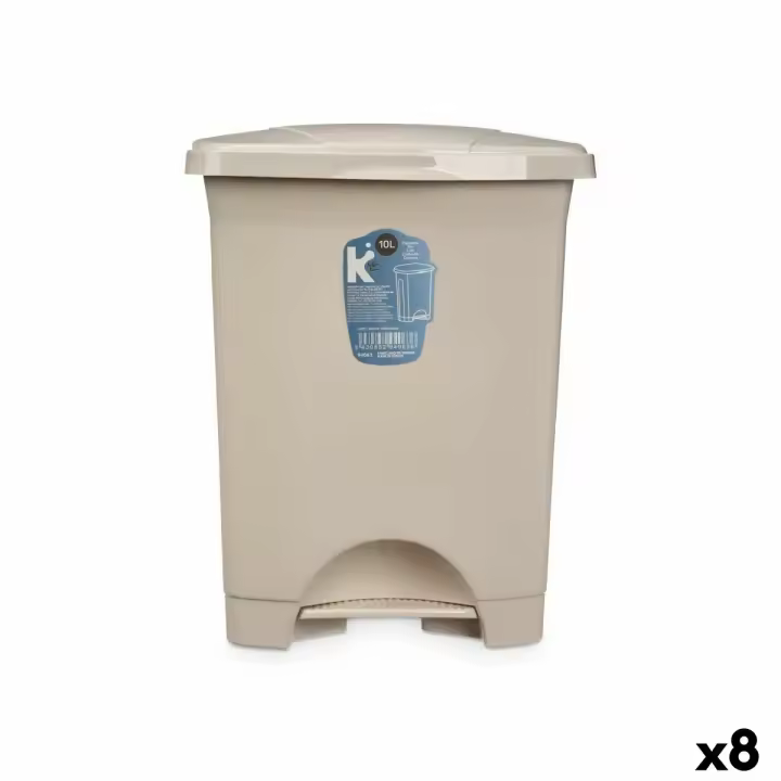 Papelera con Pedal Beige Plástico 10 L (8 Unidades) - 1