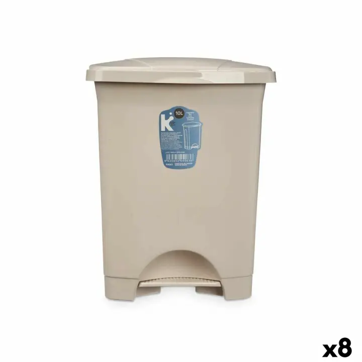 Papelera con Pedal Beige Plástico 10 L (8 Unidades) - 1