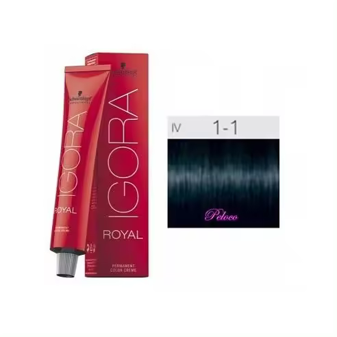 Tinte Igora Royal 1-1 Negro Ceniza 60 ml. Schwarzkopf - 1