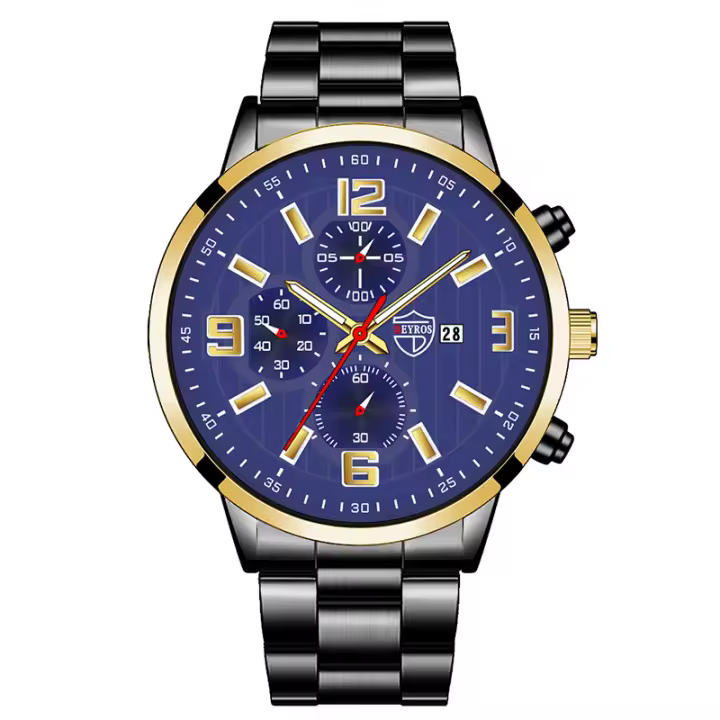 Reloj Deportivo De Moda Para Hombres Reloj De Pulsera De Acero Inoxidable Cuarzo Calendario Luminoso Cuero Casual Reloj De Mano - 1