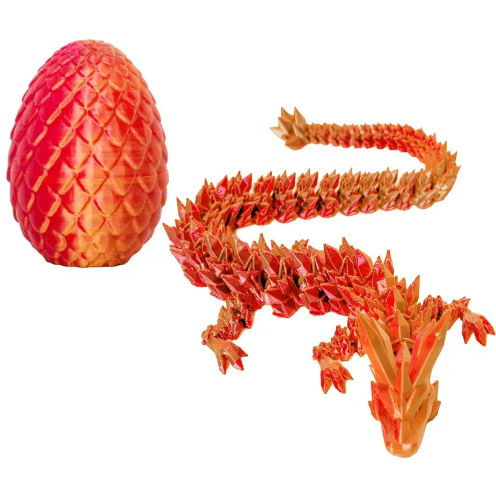 Dragón impreso en 3D con huevo sorpresa, relleno decorativo de huevo de Pascua, regalo de Pascua para niños decoración del hogar, dragón ejecutivo Fidget mesa de juguete (púrpura) - 1