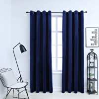 vidaXL Cortinas Opacas con Anillas 2 Piezas Terciopelo 140x225cm Color Azul oscuro,  Antracita,  Rosa antiguo y mas - details 0