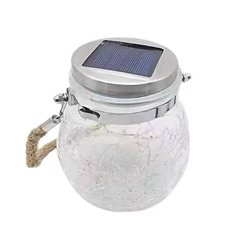 PORCHEDDU Pack 2 colgantes Solares de Cristal - Luz LED Cálida - Sensor de Luz Automático - 1
