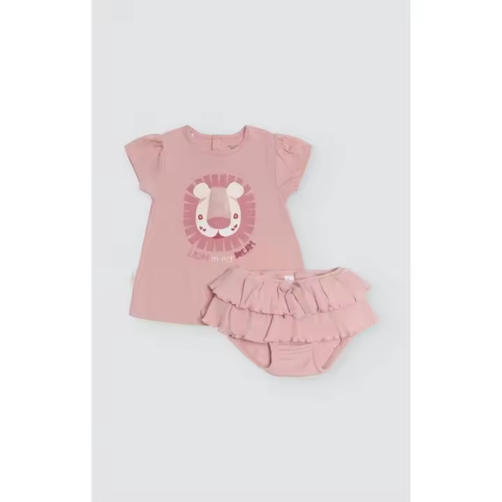 Conjunto para Bebé de Manga Corta 25410, Color Rosa, 100% Algodón, Ysabel Mora - 1