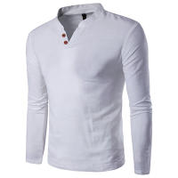 Camisa Polo Para Hombre Verano 2023 Nueva Moda V-neck Casual Solida Con Botones Personalizados Camiseta De Poliéster Manga Larga - details 0