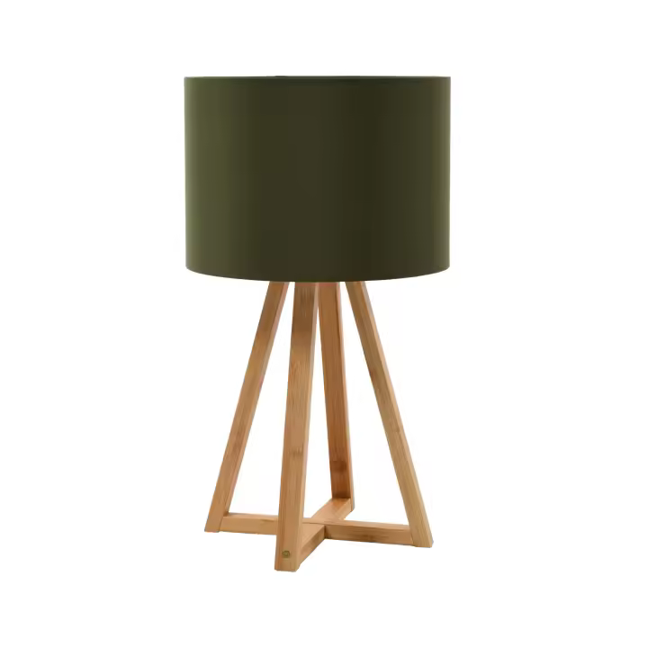 O91 - Lámpara de Mesa Eko, Bambú/Tela TC, Salón, Comedor, Dormitorio, Recibidor, Diseño Moderno, 40W potencia, Casquillo E14, Dimensiones Ø25x45cm (diámetro x altura) - 1