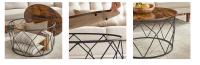 VASAGLE Mesa Baja Redonda, Mueble de salón, Marco de Acero, para salón, Dormitorio, Oficina, Estilo Industrial, marrón rústico y Negro - details 1