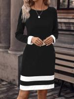 Nueva Camiseta De Punto Con Cuello Polka Para Otoño E Invierno Con Cintura Ajustada Y Manga Larga Para Mujer Vestido Slim De Pierna Larga - details 2
